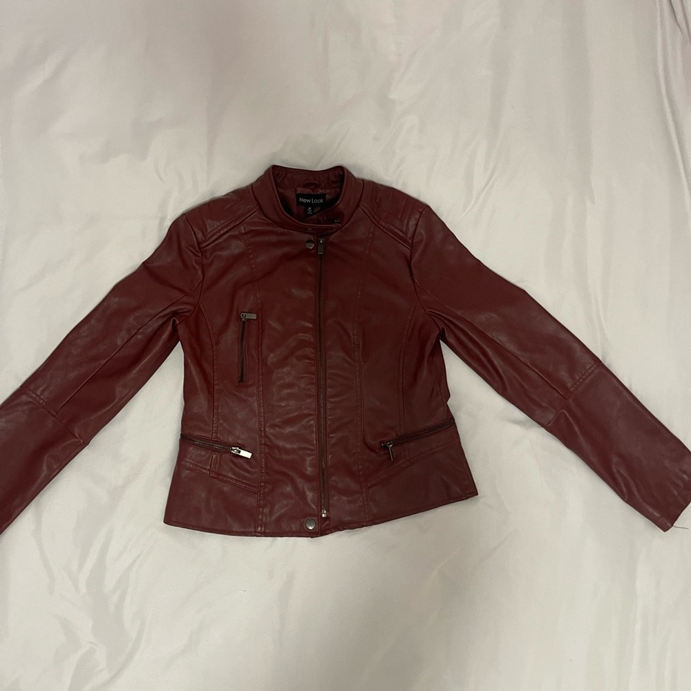 Faux Leather Dark Red Jacket